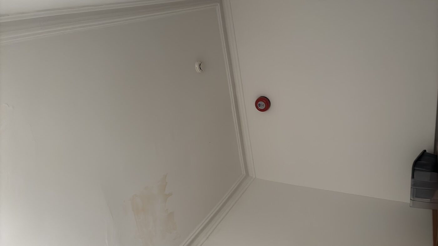 Flat 1: water staining spreading across the ceiling